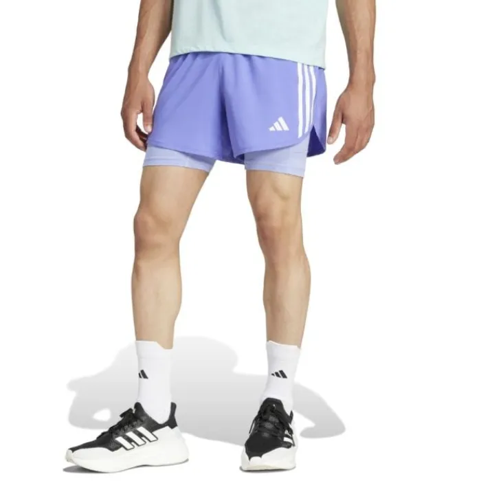 Discount adidas Own The Run 3-Stripes 2in1 Shorts Violet