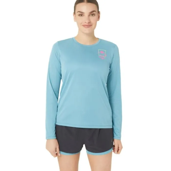 Best Asics FujiTrail Logo LS Top Blauw