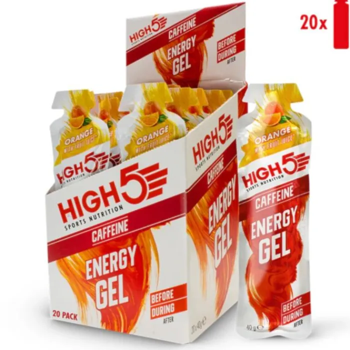 Flash Sale High5 Energy Gel Caffeine Orange - Box 20x40g Wit