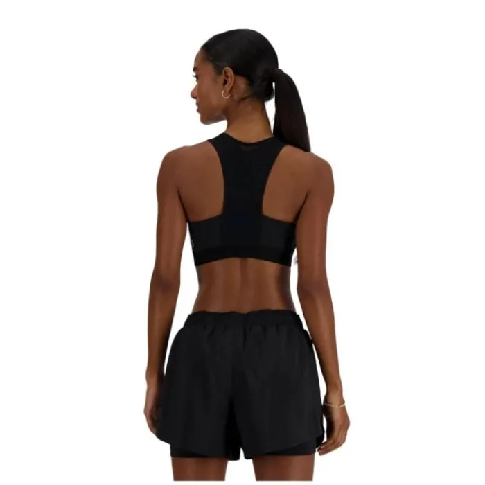 Hot New Balance NB Sleek Medium Support Pocket Sports Bra Zwart