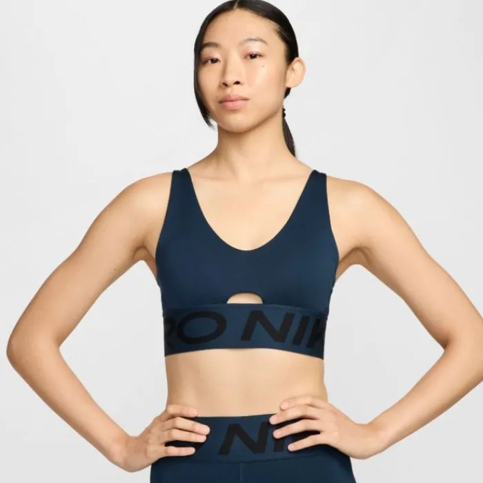 Clearance Nike Pro Indy Plunge Bra Bold Blauw