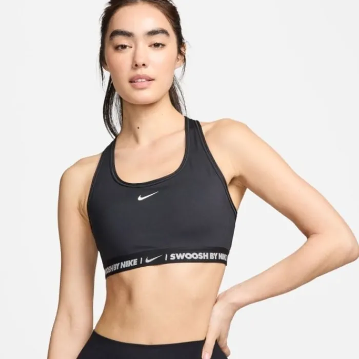 Clearance Nike Swoosh Sports Bra Medium Support Zwart