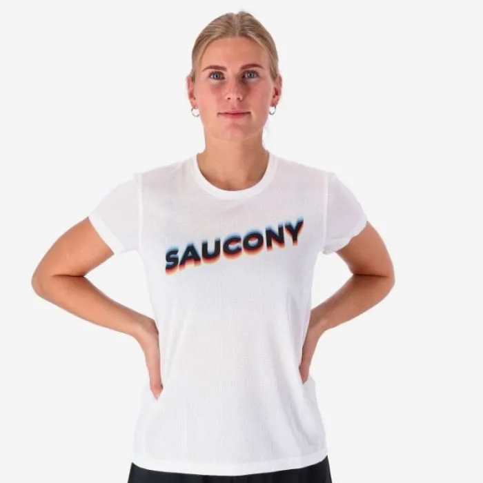 Online Saucony Stopwatch Graphic Short Sleeve Wit